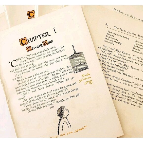 1913 Mary Frances Sewing Pages Ephemera Lot Of 100 Pcs Illustrated Crafts LGDWB1 - Picture 1 of 7